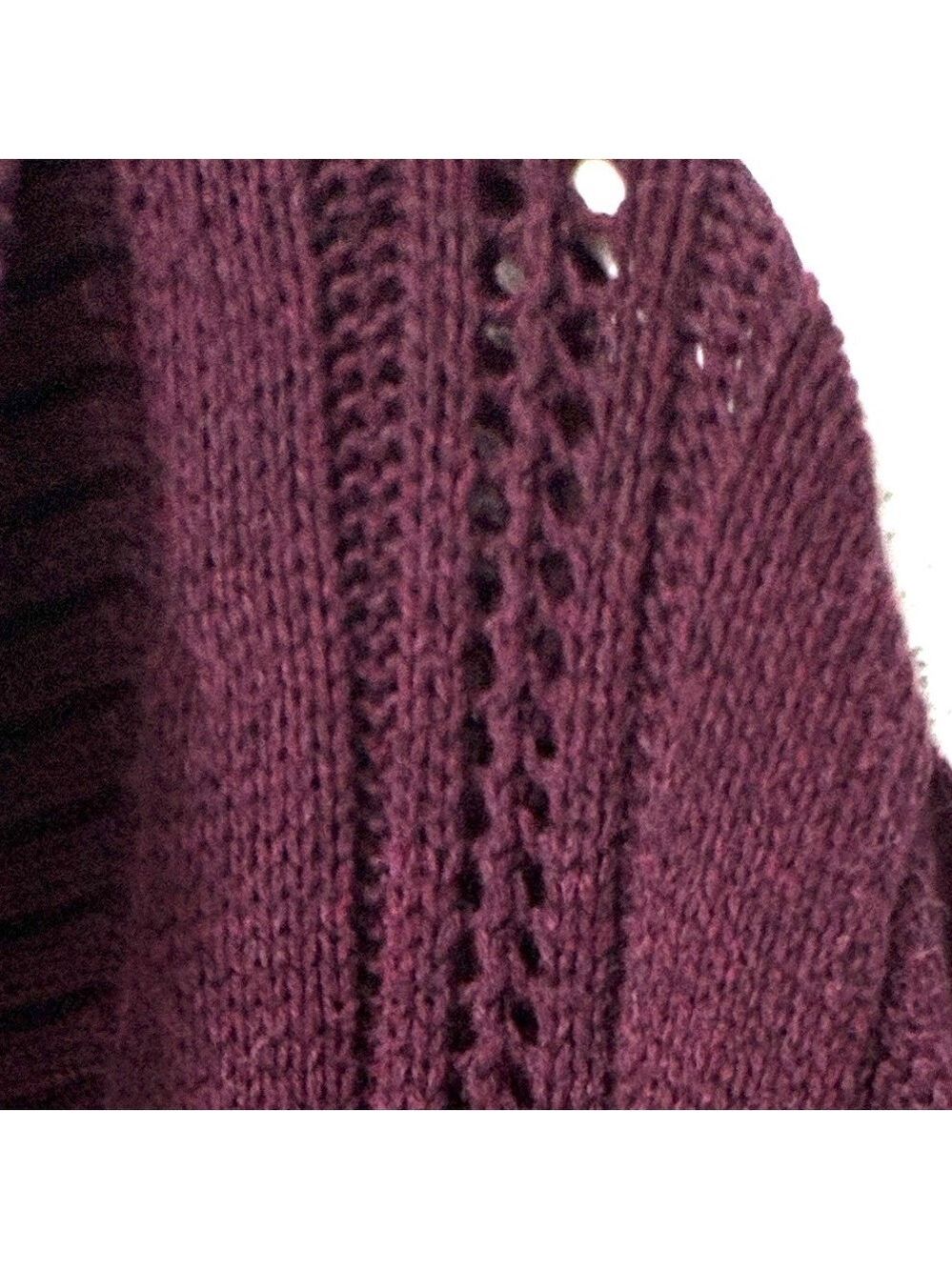 UGG Dark Plum Knit Long Cardigan M/L Pointelle Sweater Dark Academia, Vampi - Picture 6 of 11